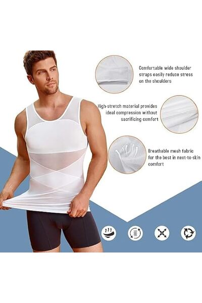 wisfunlly Men's Compression Shirts,Slimming Vest for Men Slimming Undershirt ...