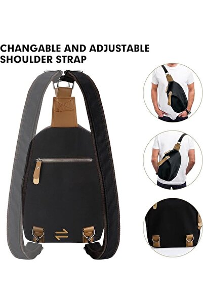 X SPRING Sling Bag for Men, Lightweight Black Shoulder Backpack, Crossbody Da...