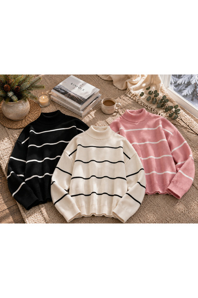 Beybun boutique Women's Striped Oversize Knitted Sweater