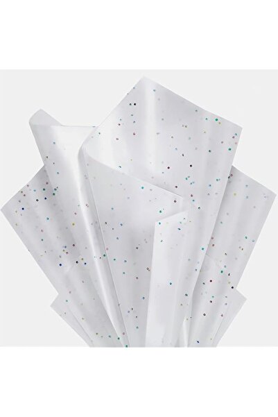 KASTWAVE Glitter Tissue Paper, 50 Sheets Recyclable White Wrapping Paper for ...