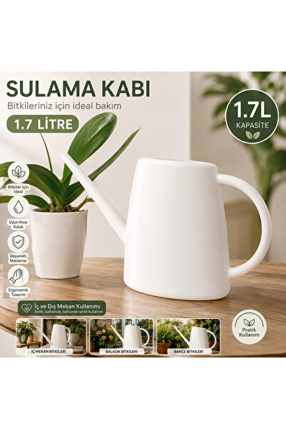 bfalina botanik Bahçe Sulama İbriği 1,7 Litre Beyaz Çiçek Sulama Kabı