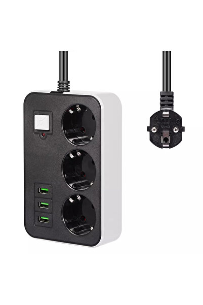 Marsilyan 3-Socket 1.8 m Surge Protected Power Socket with 3 USB Ports () Ilk...