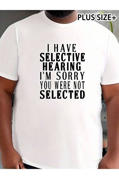 NOURAM تي شيرت رجالي بمقاسات كبيرة بطباعة "I HAVE SELECTIVE HEARING"، قميص قط...