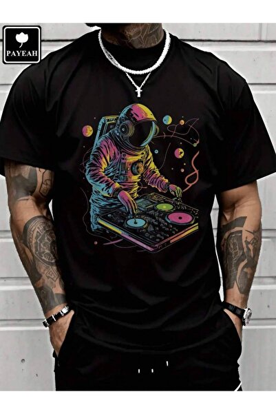LİNA06 PAYEAH Astronaut DJ, DJing In Space, EDM Cool Graphic 100% Heavy Cotto...