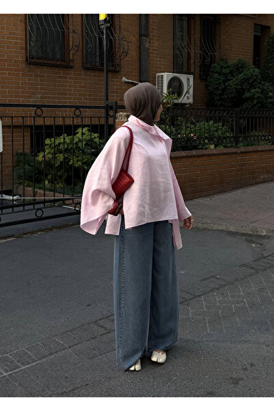 MODA AKSA 005 ŞAL DETAY BLUZ pembe