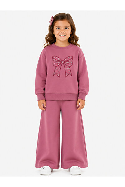 MİNOLES KIDS 2 Ip Seasonal and Winter Cotton Embroidered and Stone Printed Gi...