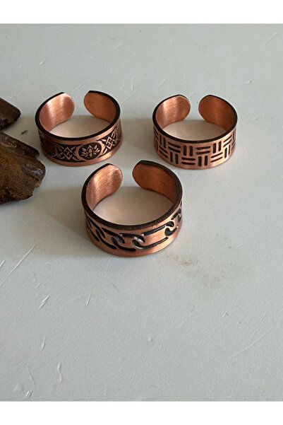 Rupen Kraft Adjustable 3-Piece Handmade Pure Copper Ring Combination Non-Allo...