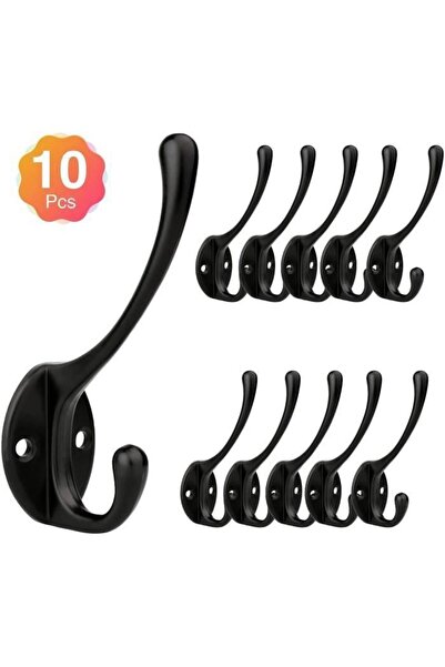 STARSTAR Retro-style wall hooks - 10-pack - Metal - Black - Sturdy and durable