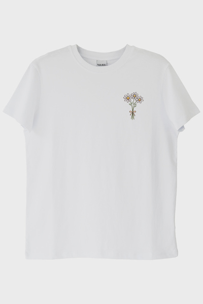 lofux Daisy Patterned White T-Shirt