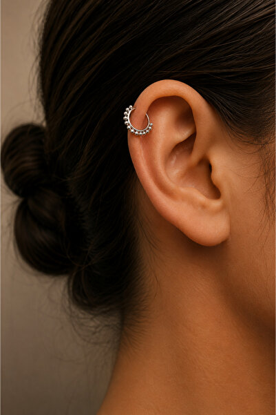 Sinsemilla Jewelry Gümüş Boncuk Detaylı Halka Helix Kıkırdak Piercing