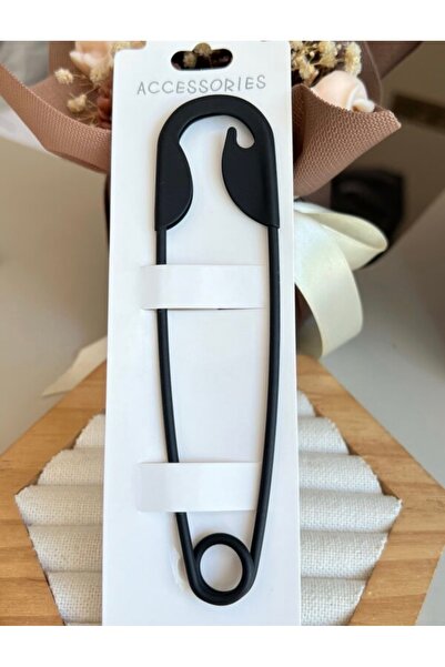 REBORN DESIGN Çengelli İğne Model Siyah Renk 14 cm Metal Topuz Tokası