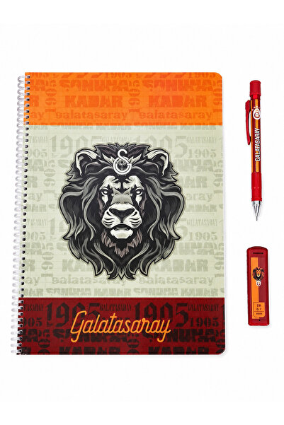 Galatasaray Lisanslı A4 Kareli Defter , Versatil Kalem ve Kalem Ucu 3lü Kırta...
