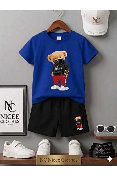 Leto Lykia Summer Children's T-Shirt Shorts Unisex (Hello Masked Bear Printed)