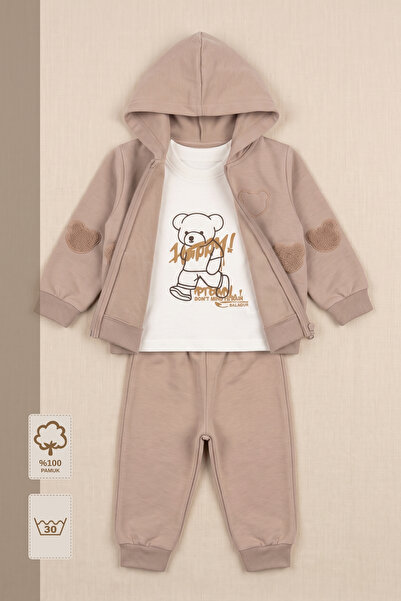 Minory Baby - طقم بدلة رياضية بقلنسوة مكون من 3 قطع