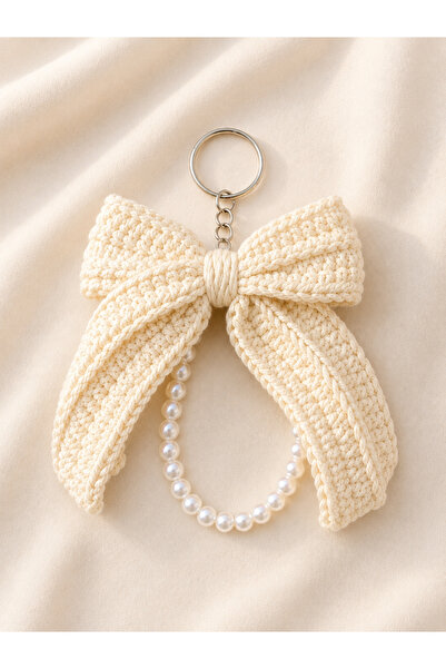 El Yapımı Kurdele Çanta Aksesuarı, Fiyonk Çanta Charmı, Örgü Çanta Süsü, Kurdele Anahtarlık, Amigurumi Anahtarlık