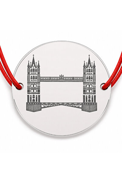 Simoshop Brățară argint 925 cu bănuț Tower Bridge, șnur reglabil — cadou Londra