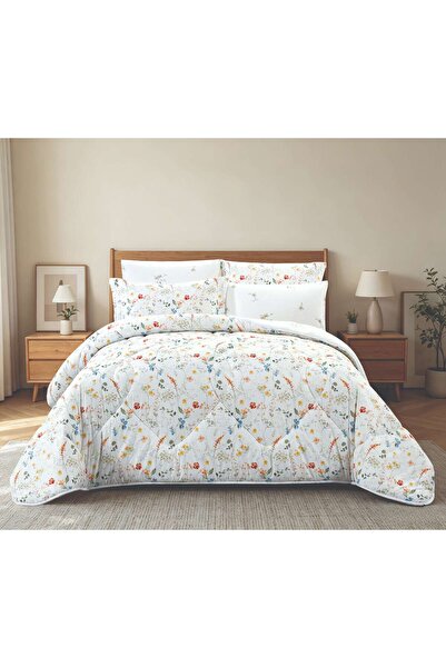 Alhabib bedding مفرش سمر لاند صيفي كوين قطن 100% ابيض مشجر يناسب سرير مقاس 20...