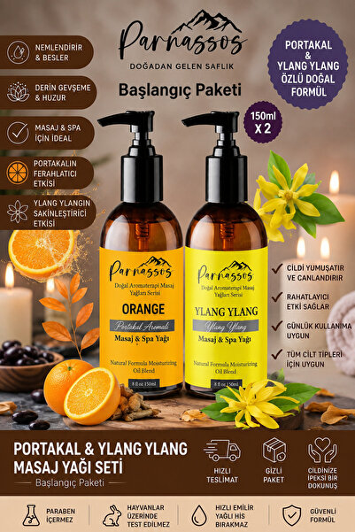 Parnassos Portakal & Ylang Ylang Doğal Masaj Yağı Seti 150 ml + 150 ml | Arom...