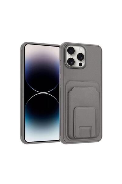 Zebana Apple iPhone 16 Pro Max Uyumlu Kılıf FlexStand Kartlıklı Silikon Kılıf...