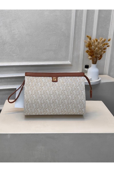serenbutik Minimal Monogramlı Bilek Askılı Clutch Çanta Günlük Şık Portföy