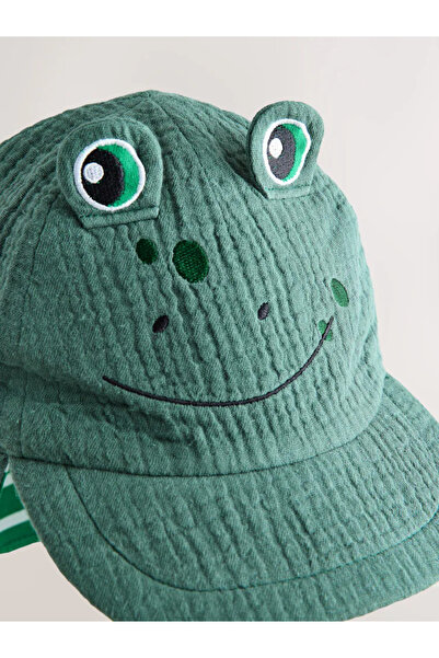 Generic Brand Children's Textured Fisherman Hat with Green Frog Figure