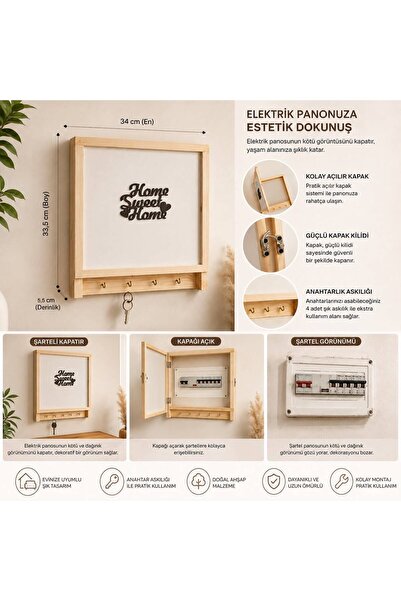 EVİNİZİNRİTMİ Ahşap Elektrik Panosu Kapatıcı ve Gizleyici Pano Kapağı Dekorat...