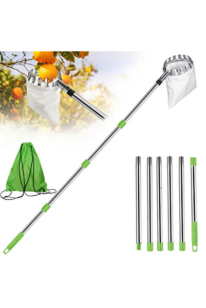 Morvena Picks Culegător de fructe, colector telescopic de mere din oțel inoxi...