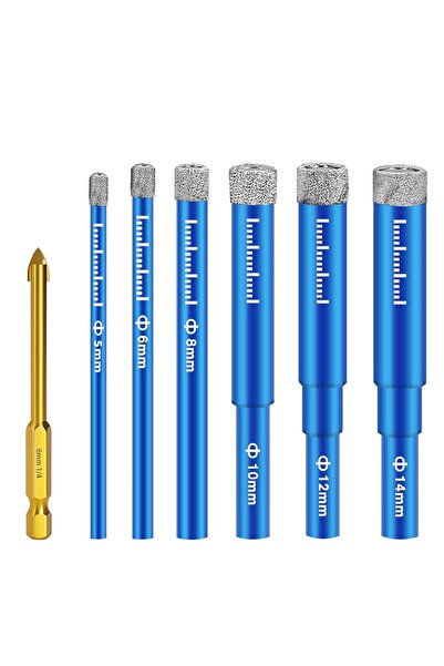 STARSTAR 7-piece diamond tile drill bit set, with diameters of 5/6/8/10/12/14...