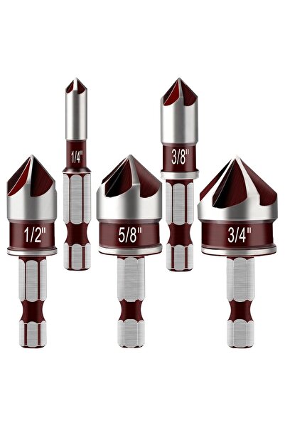 STARSTAR 5-piece tapered chamfering drill bit set for wooden and metal sinks