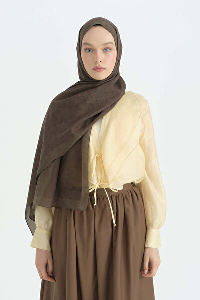 Nihan Silk Cotton Shawl - Brown