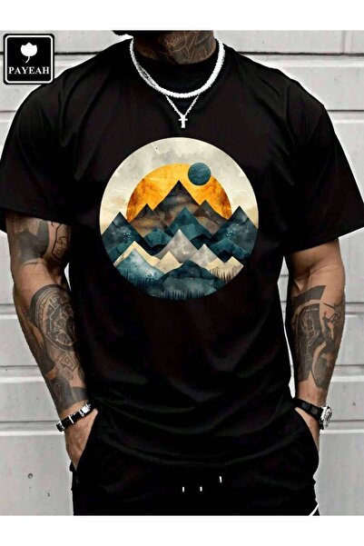 21JNRY PAYEAH Paper Moon And Mountains-Geometric Mountain T-Shirt 100% Heavy ...