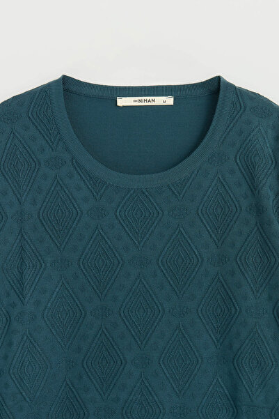 Nihan Plus Size Knit Sweater - Petrol Green