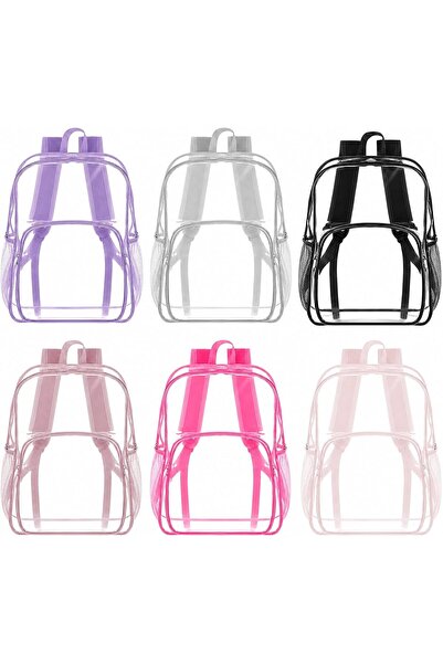 STARSTAR 6-pack transparent backpacks, heavy-duty PVC transparent school bags...