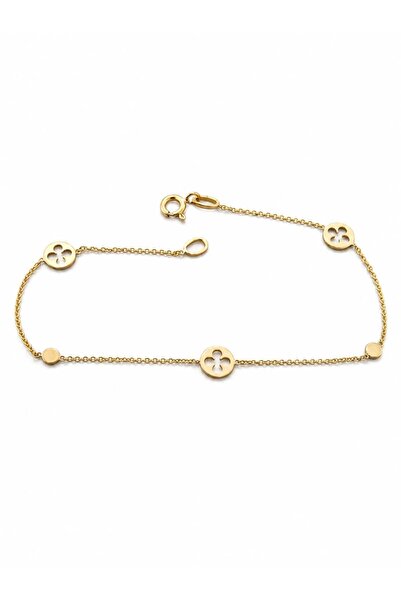 Aur 585 Brățară damă din aur galben 14k, model trifoi, 18 cm, 1,22 g
