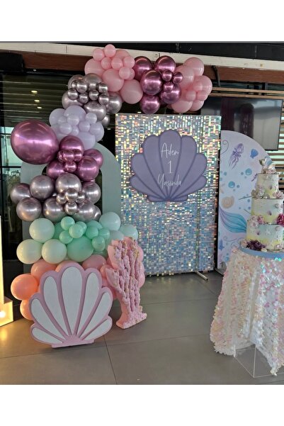 Çemrek Süs Parti Lilac Mint Pink and Chrome Mermaid Balloon Chain Set of 100