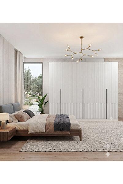 Dian Mobilya Tırtıklı Desen Mdf Gardrop 6 Kapılı