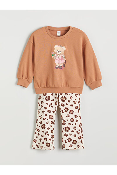 LC Waikiki Crew Neck Girls' Sweatshirt and Leggings Pants 2 Pack