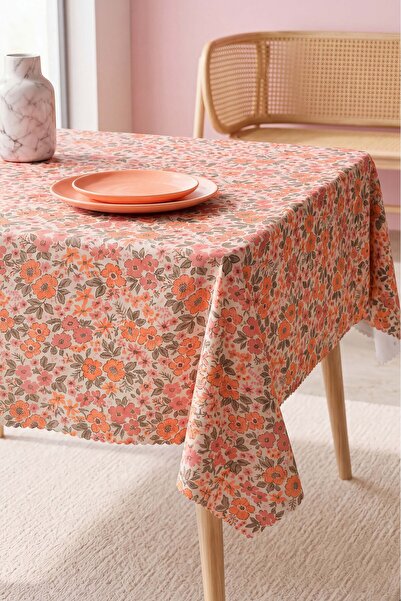 Rivaİstanbul Pink Spring Hassle-Free & Easy-Clean Ruffled Tablecloth 145X200 cm