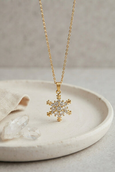 Epilons 316L Steel Chain Gold Color Snowflake Necklace