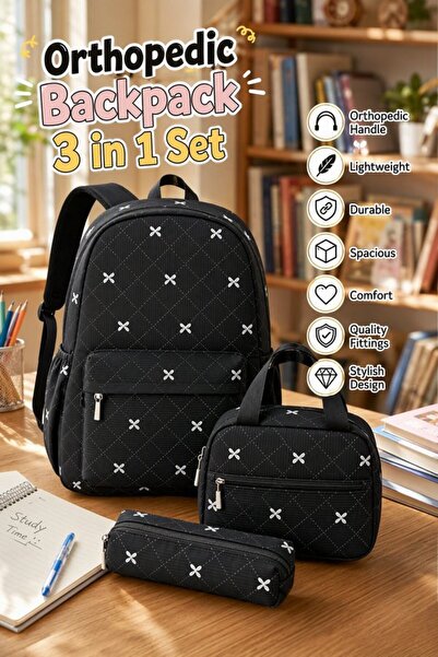 Generic 3pcs Corduroy Waterproof School Backpack Set Lunch Bag Pencil Case La...