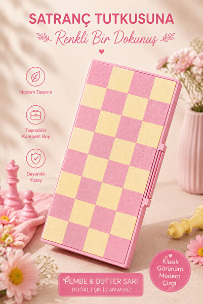 Heners Candy Chess | Taş Saklama Kutulu Kompakt / Katlanabilir Seyahat Satran...