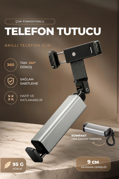 Yuvora Katlanabilir Seyahat Tipi Telefon Tutucu 360° Döner Stand Masa Koltuk ...