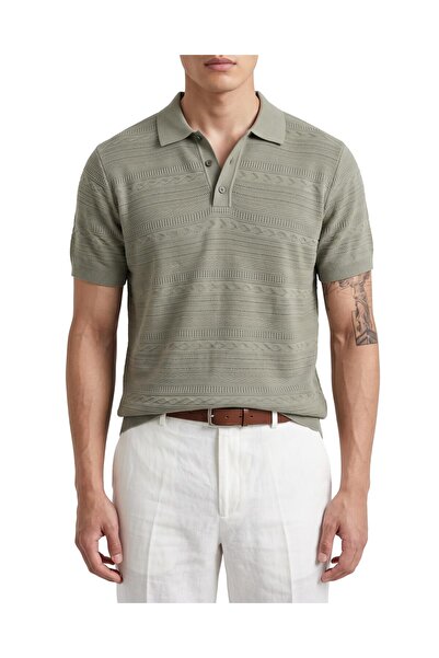 Future Fit Men's Textured Knit Polo Shirt, Short Sleeve Old-Money Style