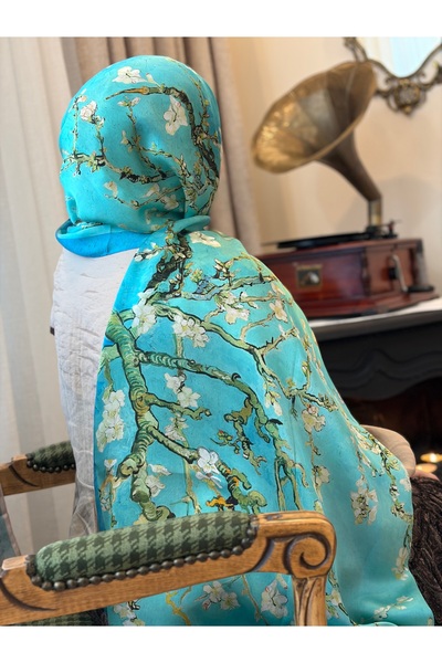 Mehru Scarfs Van Gogh - Almond Blossom 100% Silk Shawl 65*185cm'Art on Silk'