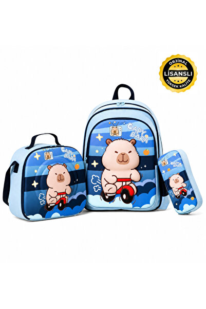 capybara Licensed Children's School Backpack – 3D Embossed Front Surface, Lig...