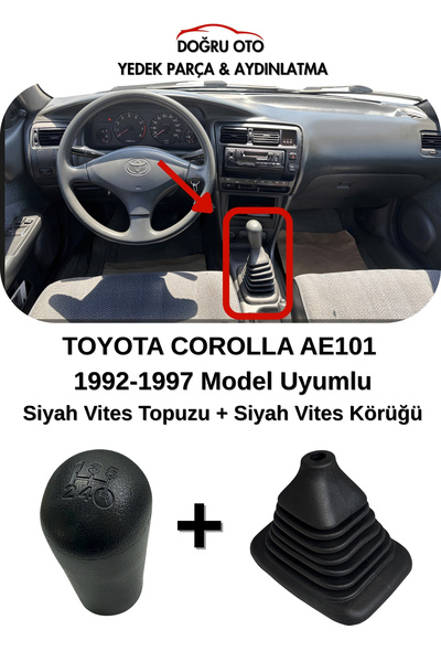 DOĞRU TİCARET AUTO PARTS Toyota Corolla Ae101 Black Gear Shift Knob+Gear Gaiter