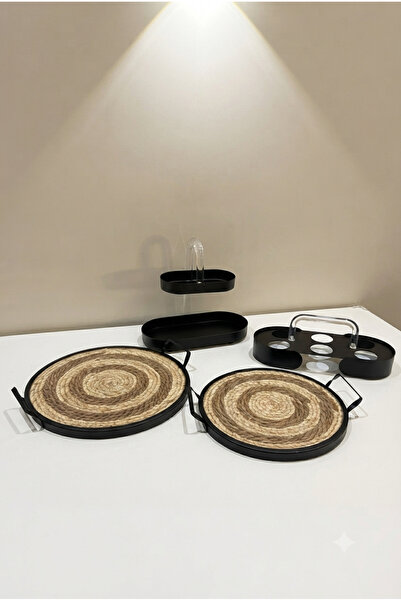Generic "Set of Serving Trays with Metal Cup Organizer - 4-Piece Set with Mod...