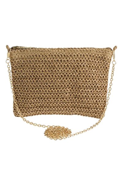 BAMI NETWORK Geanta Crossbody Femei Lant Aurie Paie Naturala 21x14cm Vara