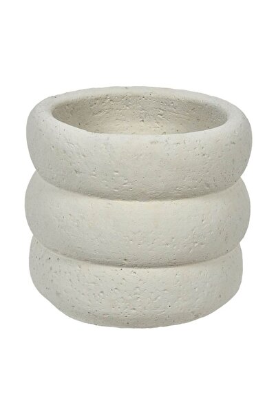BAMI NETWORK Masca Ghiveci din Ciment, Alb, Forma Rotunda, 14x13cm – Suport D...