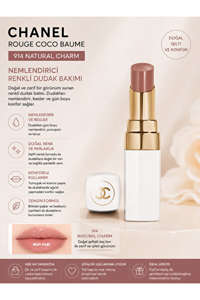 Chanel Rouge Coco Baume - 914 Natural Charm - Nemlendirici, Besleyici ve Parl...